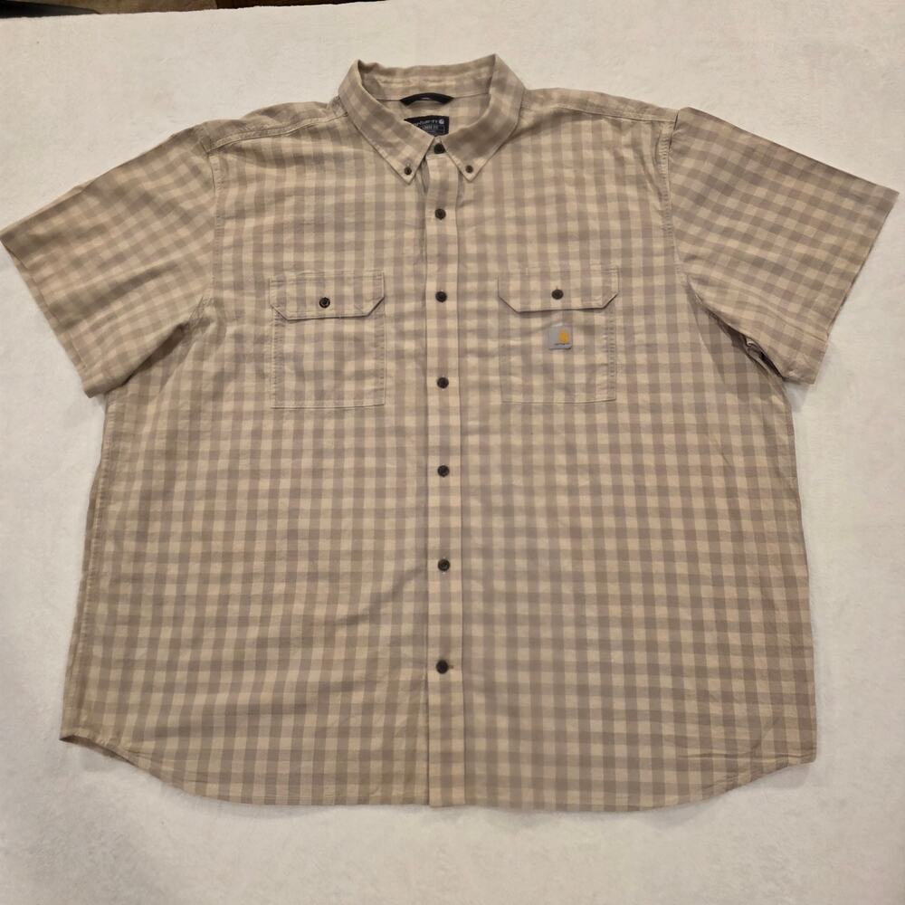 Carhartt Men’s Plaid Short Sleeve Button-Up Shirt – Size 4XL